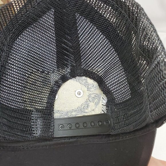 Eagle Embroidered Trucker Cap Woven Design & Mesh Back Gray/Black USA Headwear - Picture 4 of 6